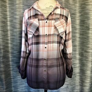 Relaxed Fit Button Down Plaid Shirt